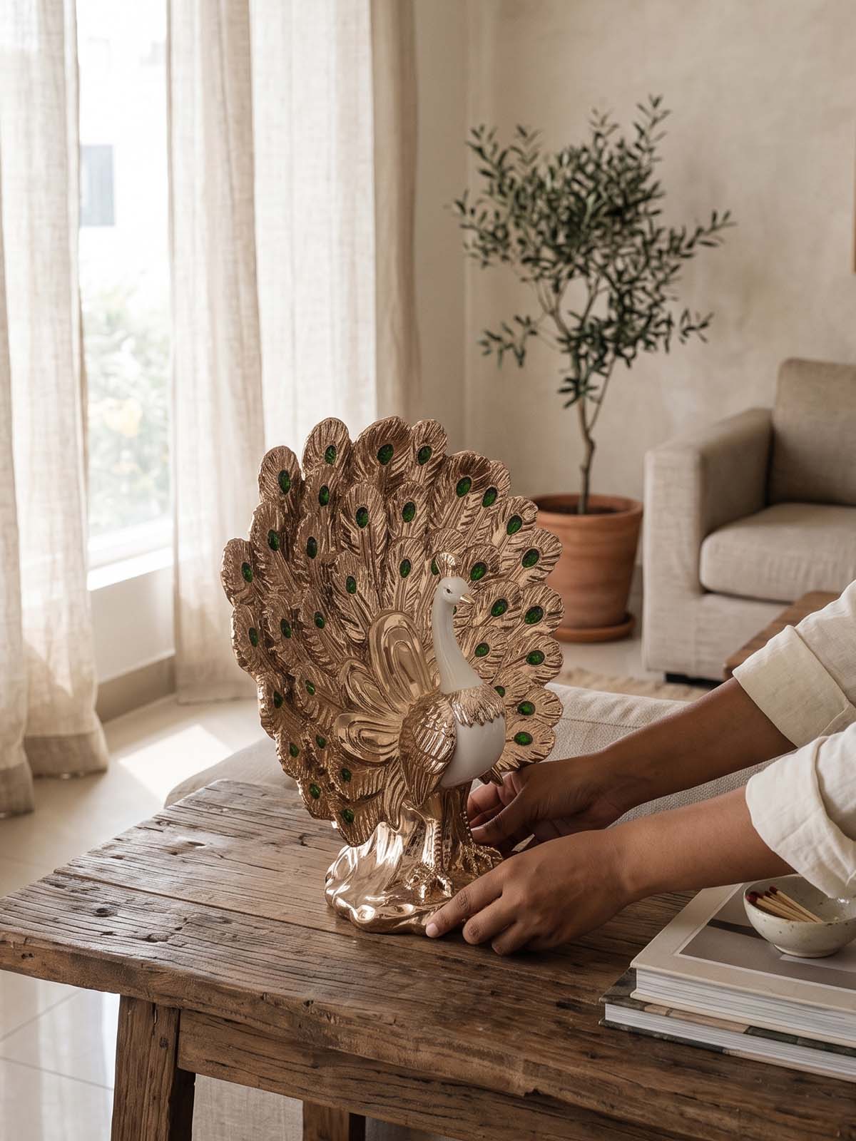 Luxury Jadecrest Royal Peacock Showpiece for home décor

