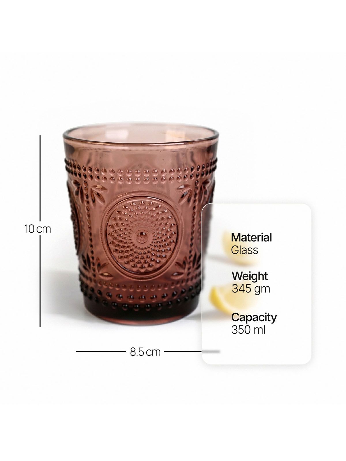 Four Juni drinking glasses with a textured design


