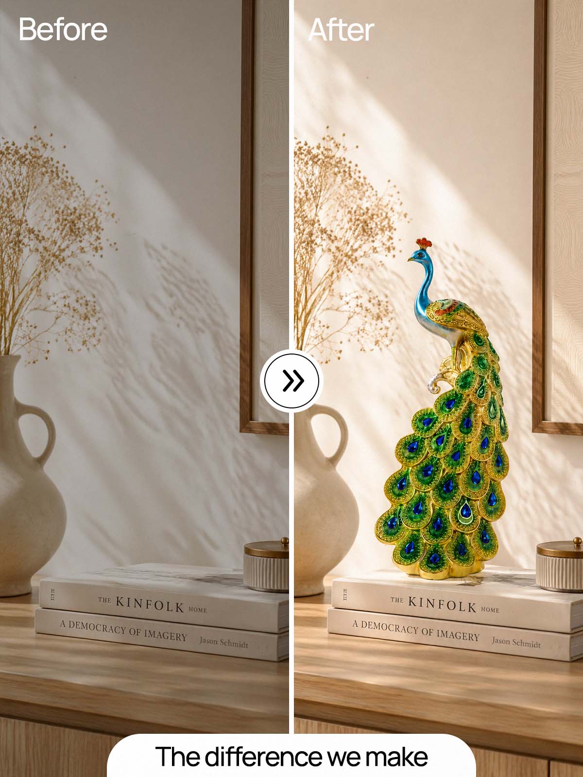 Kalapi Emerald Peacock Tower Figurine highlighting intricate details

