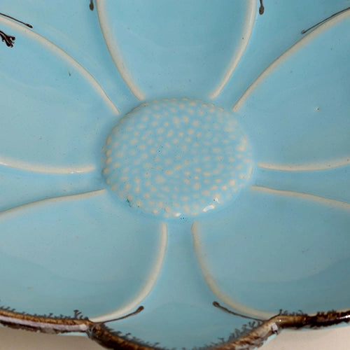 Handmade light blue flower serving platter

