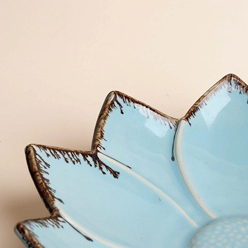 Light blue floral platter for serving food


