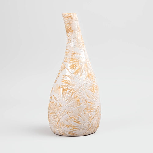 Decorative medium flower vase in a soft light tan finish

