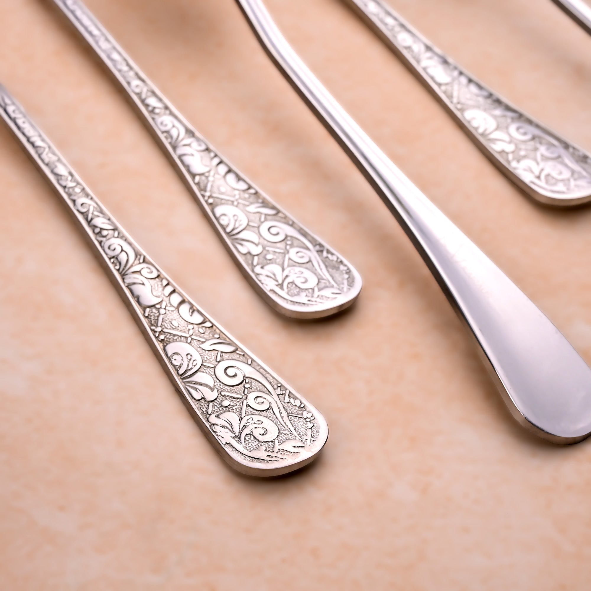 Set of 6 Lustre Bloom Silver Forks for Everyday Dining

