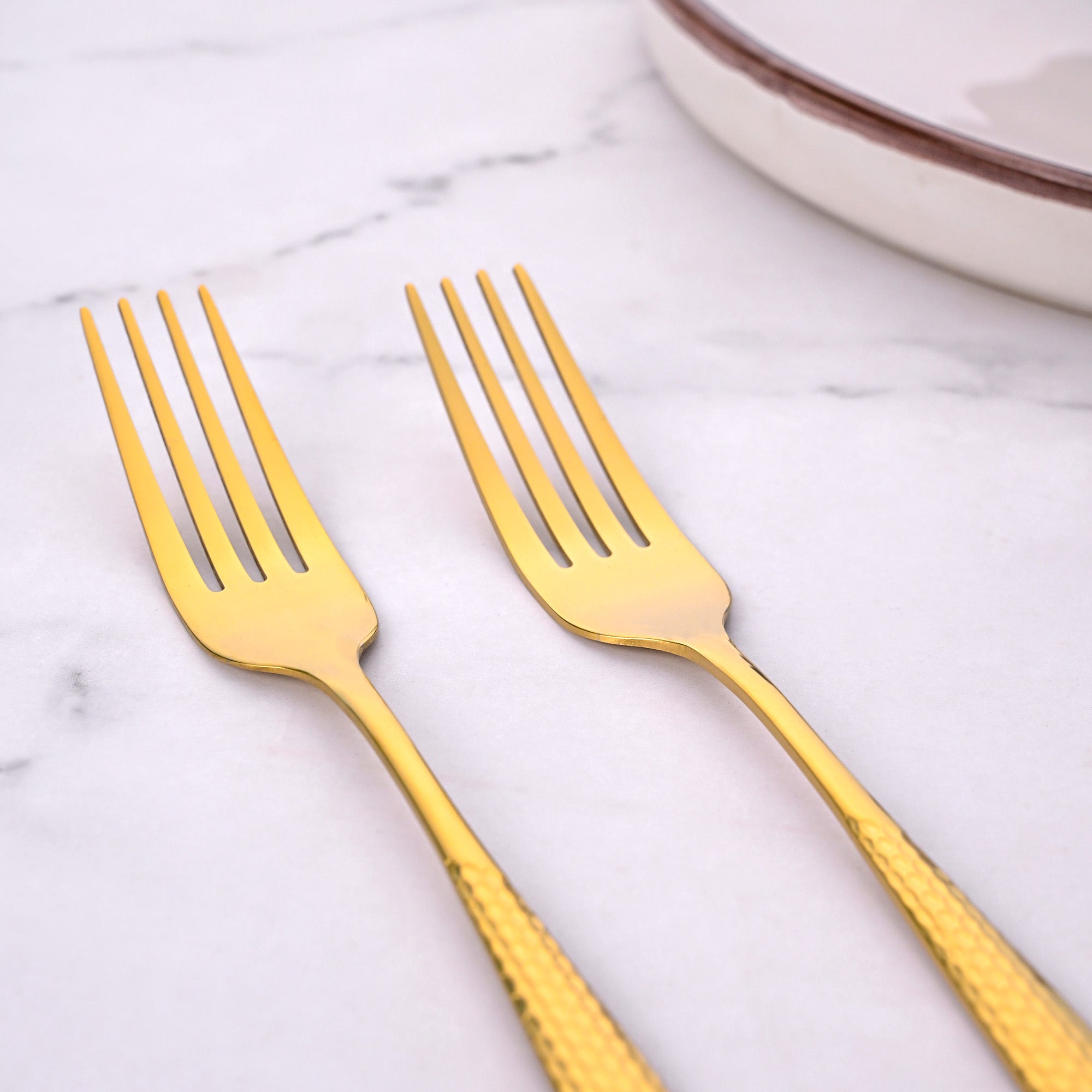 Luxe Gold Dessert Forks Set of 2 for Stylish Dining

