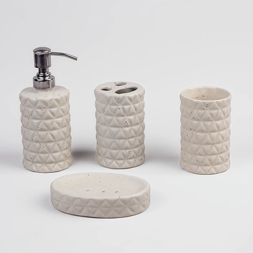 High-end ceramic bathroom set with coordinated accessories

