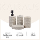 Luxury ceramic bath accessories set with refined detailing

