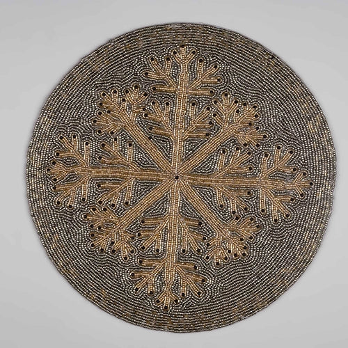 Handcrafted round beaded placemat for dining table
