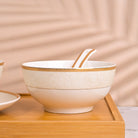 Premium two-piece gold-rimmed porcelain soup bowl set


