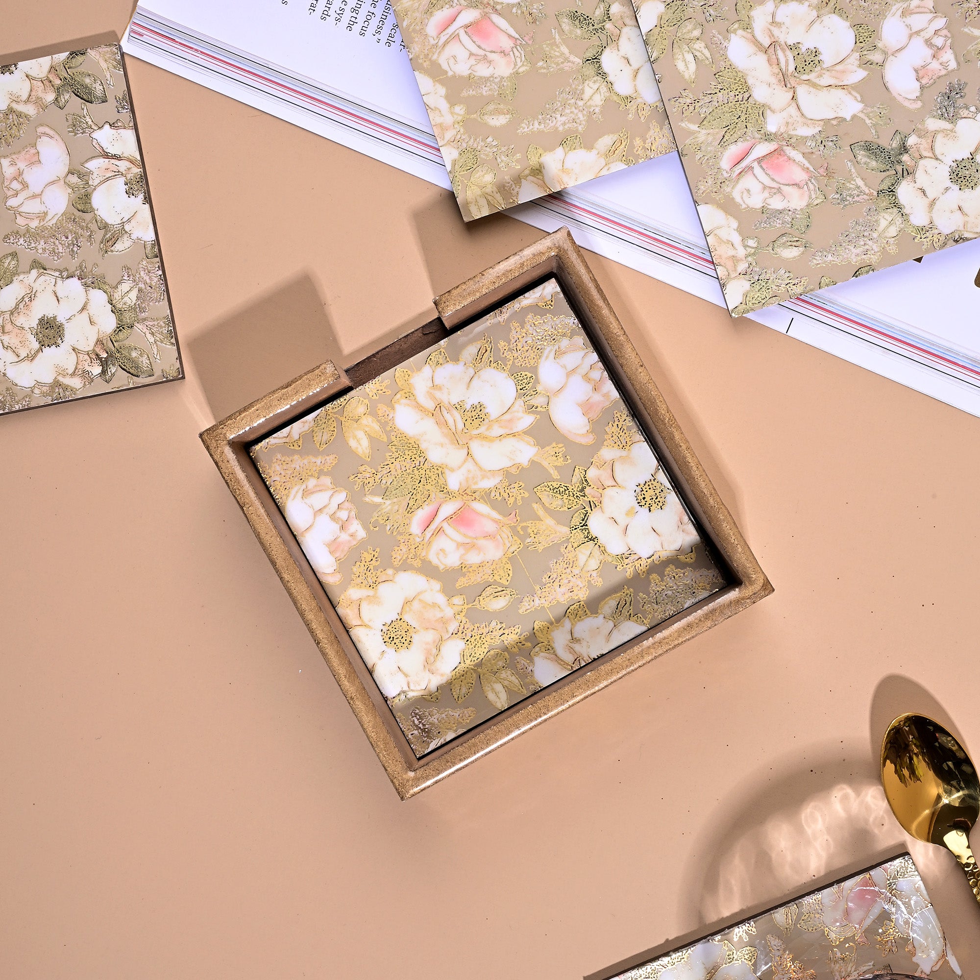 Luxury handcrafted coasters arranged together

