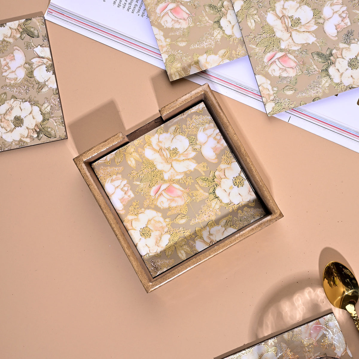 Luxury handcrafted coasters arranged together

