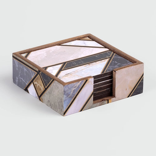 Set of six luxury green square drink coasters

