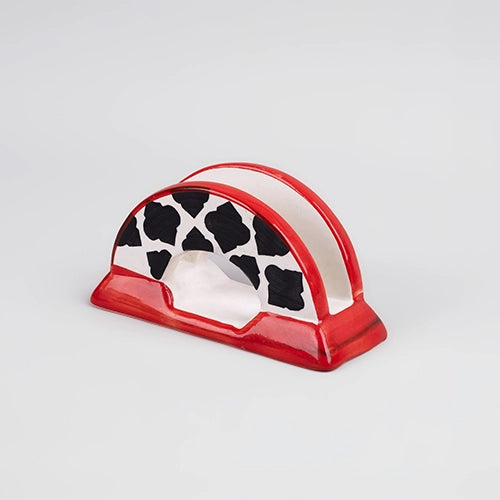 Elegant black and red ceramic tissue box holder
