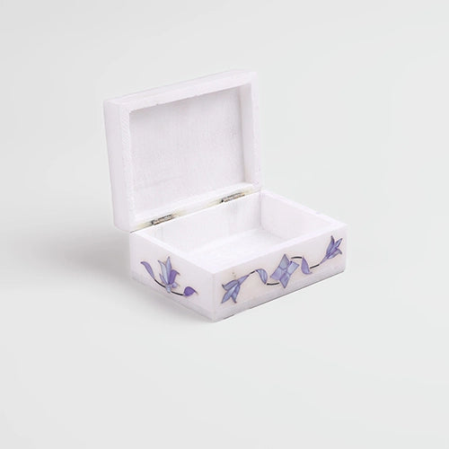 Elegant blue marble jewelry storage box for home decor


