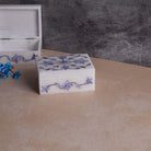 Decorative luxury marble jewelry box in a rich blue finish


