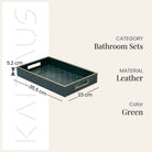 Luxury green leather vanity accessory set for bathroom decor

