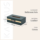 Stylish green leather bathroom organizer set for home interiors

