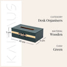 Stylish green leather office desk organiser set

