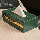 Decorative green leather desk accessory set

