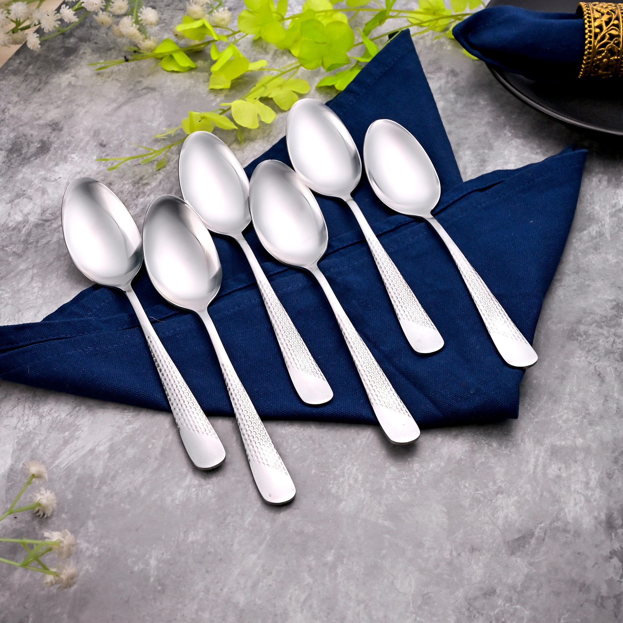 Majestic Silver Stainless Steel Spoons Set of 6 – Elegant Silver Spoon Set

