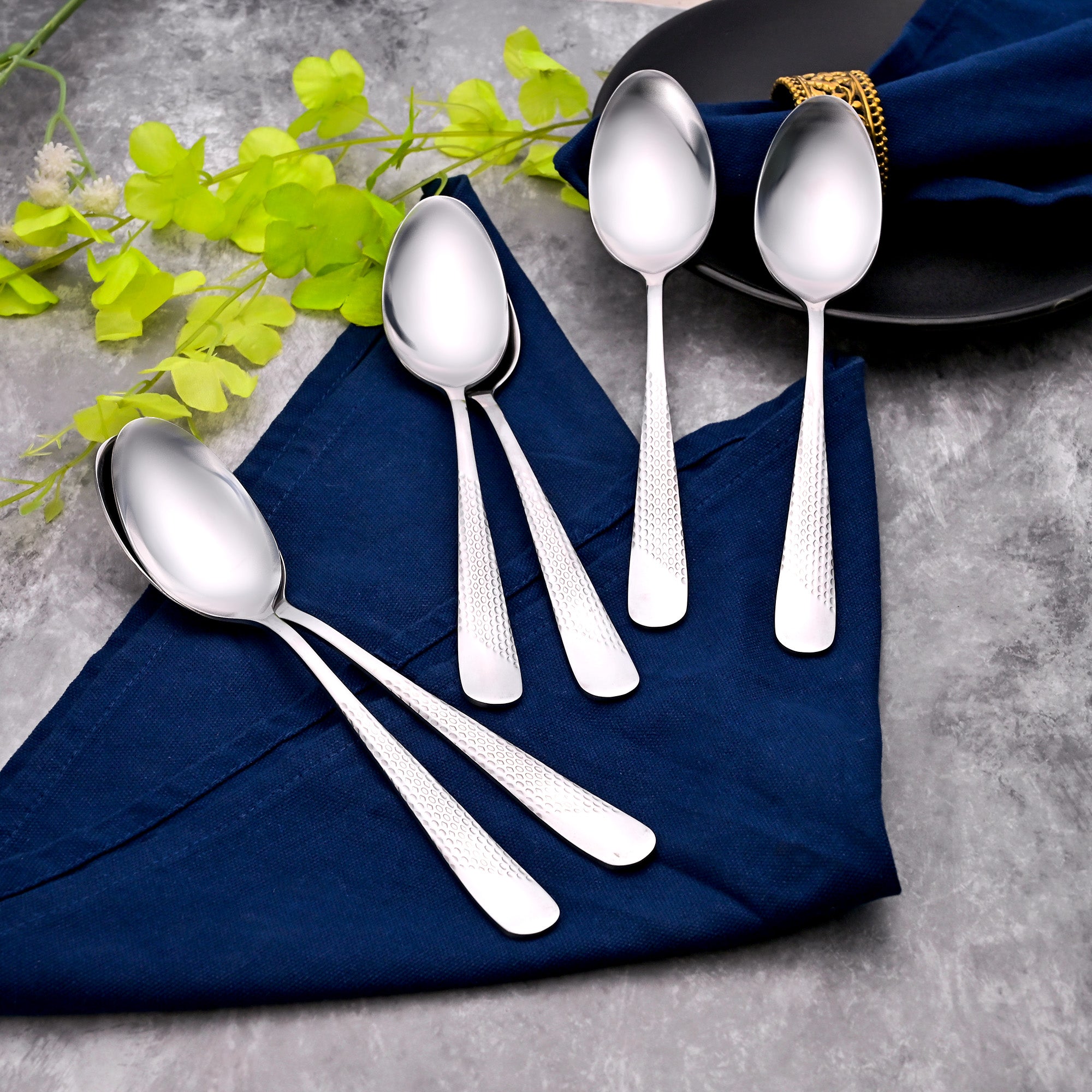 Majestic Stainless Steel Spoons with Shiny Silver Finish – Pack of 6

