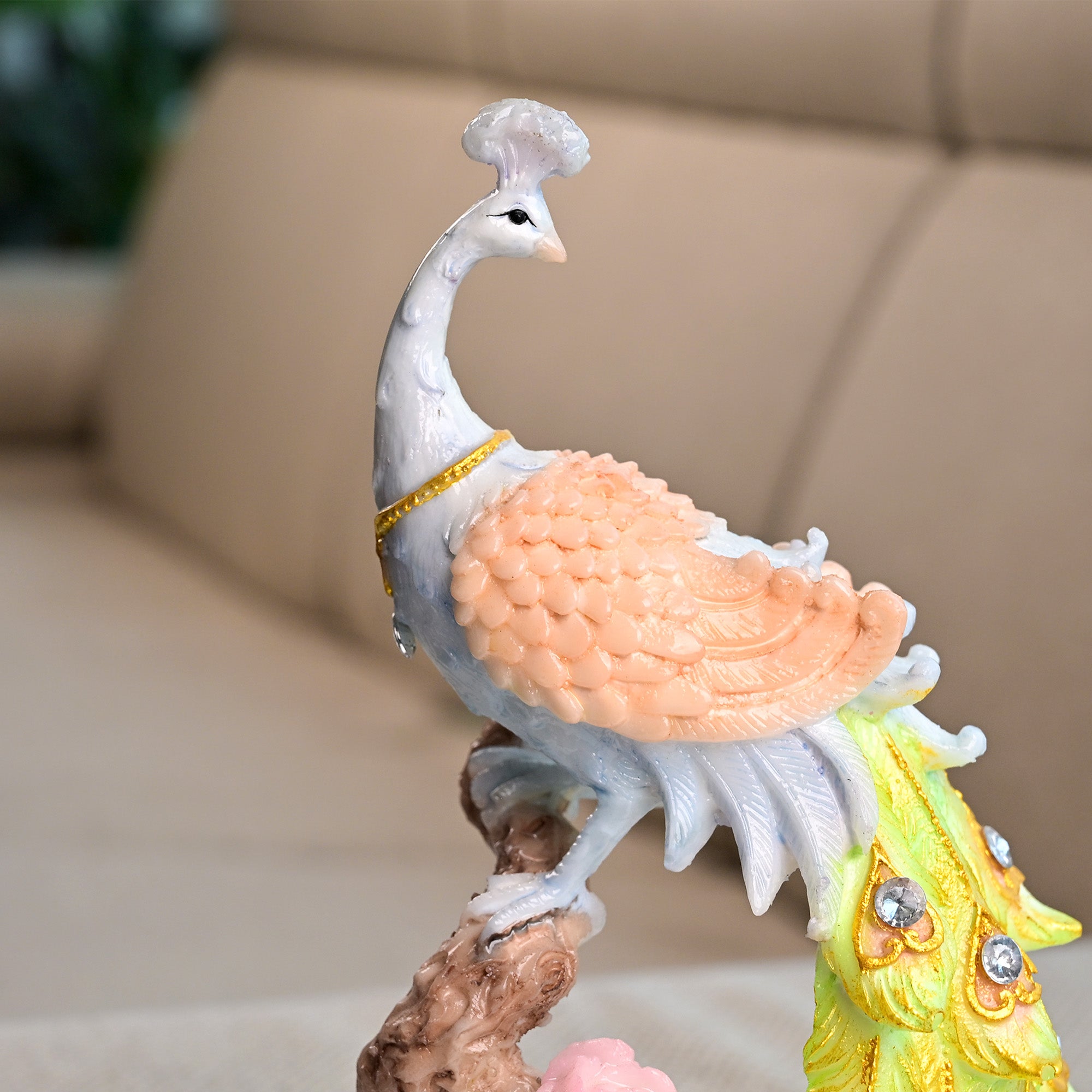 Elegant peacock statue inspired by a beautiful sunrise

