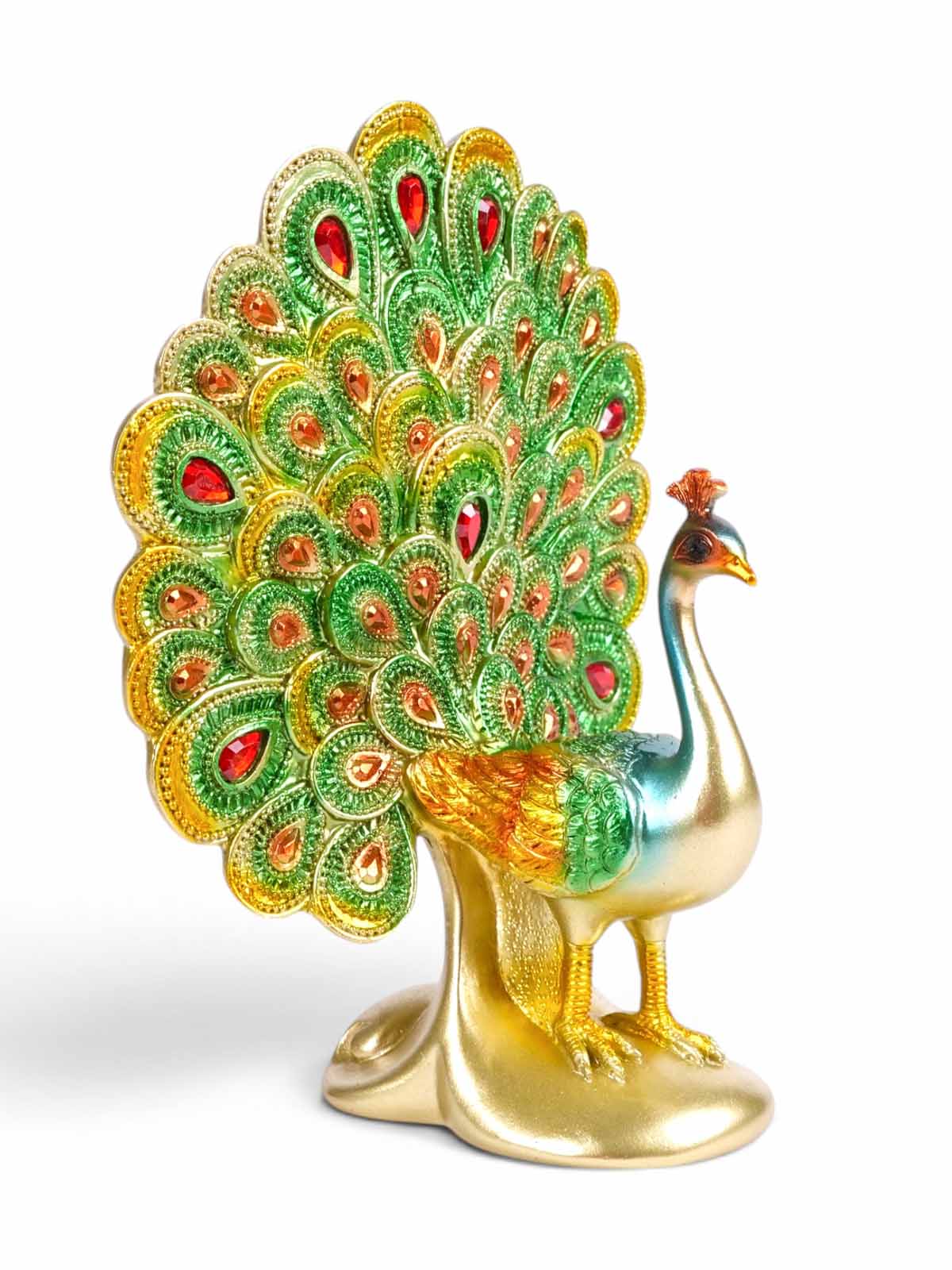 Rare peacock figurine Malhara displayed on a tabletop

