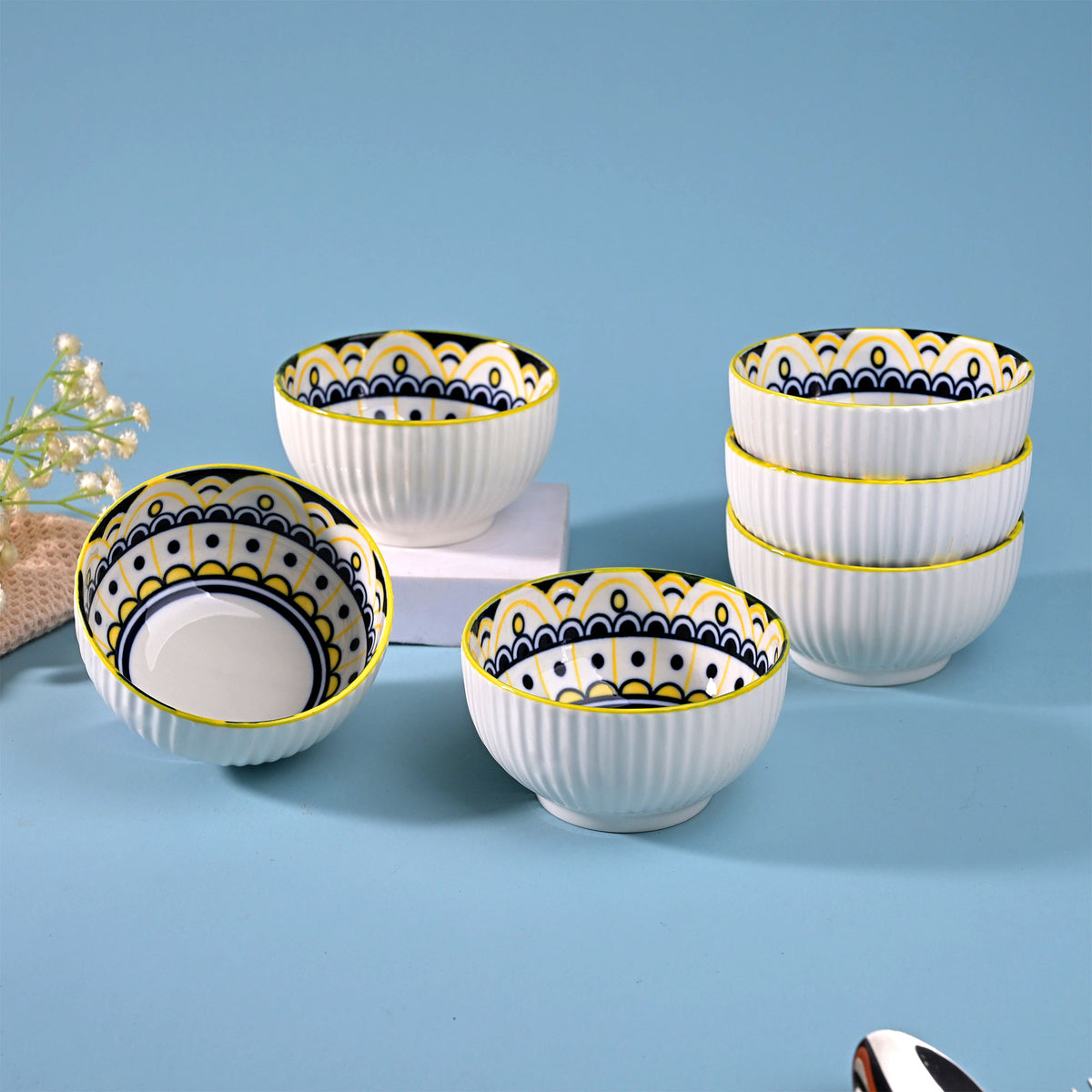 Mandala decorative porcelain bowls set of six

