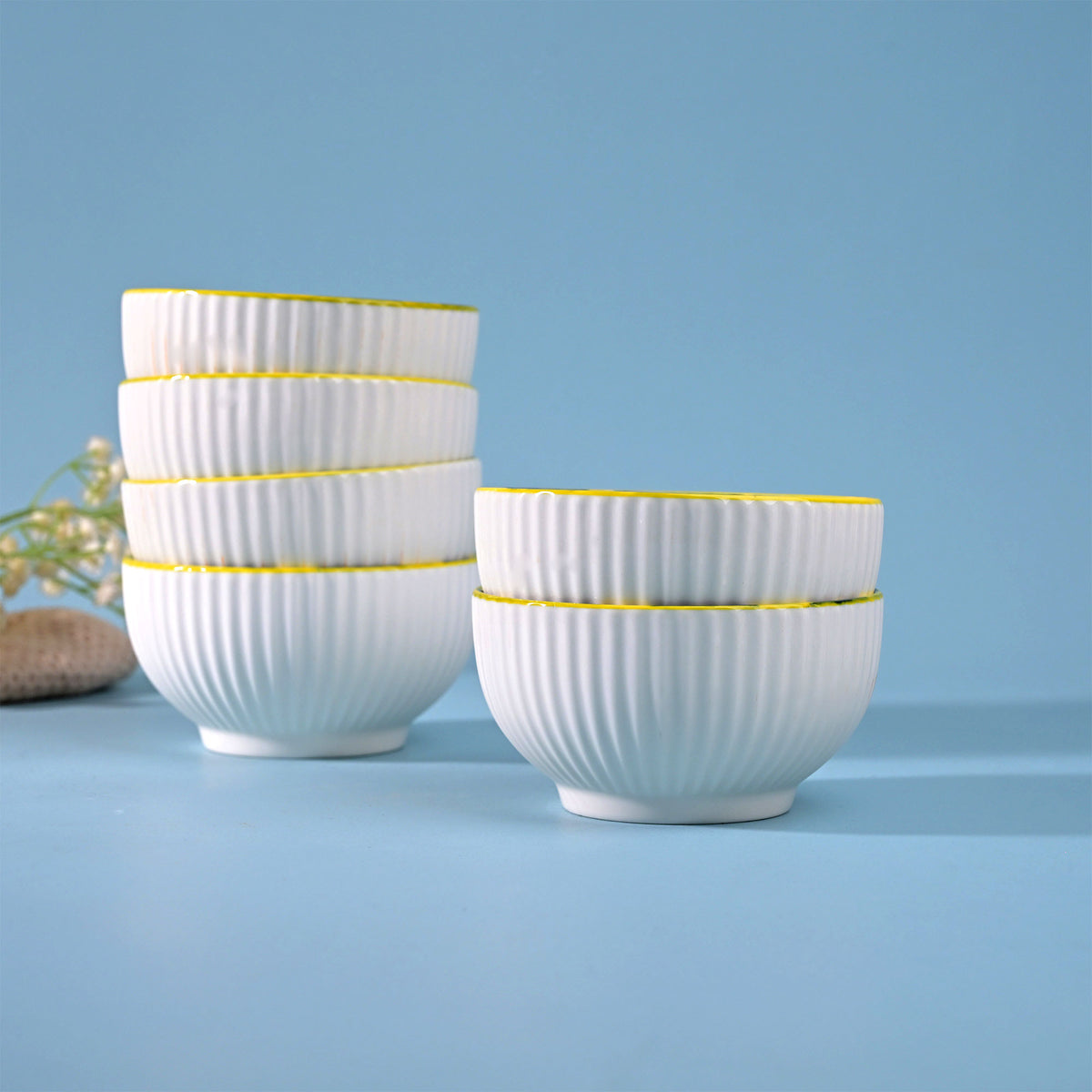 Elegant set of six Mandala porcelain bowls

