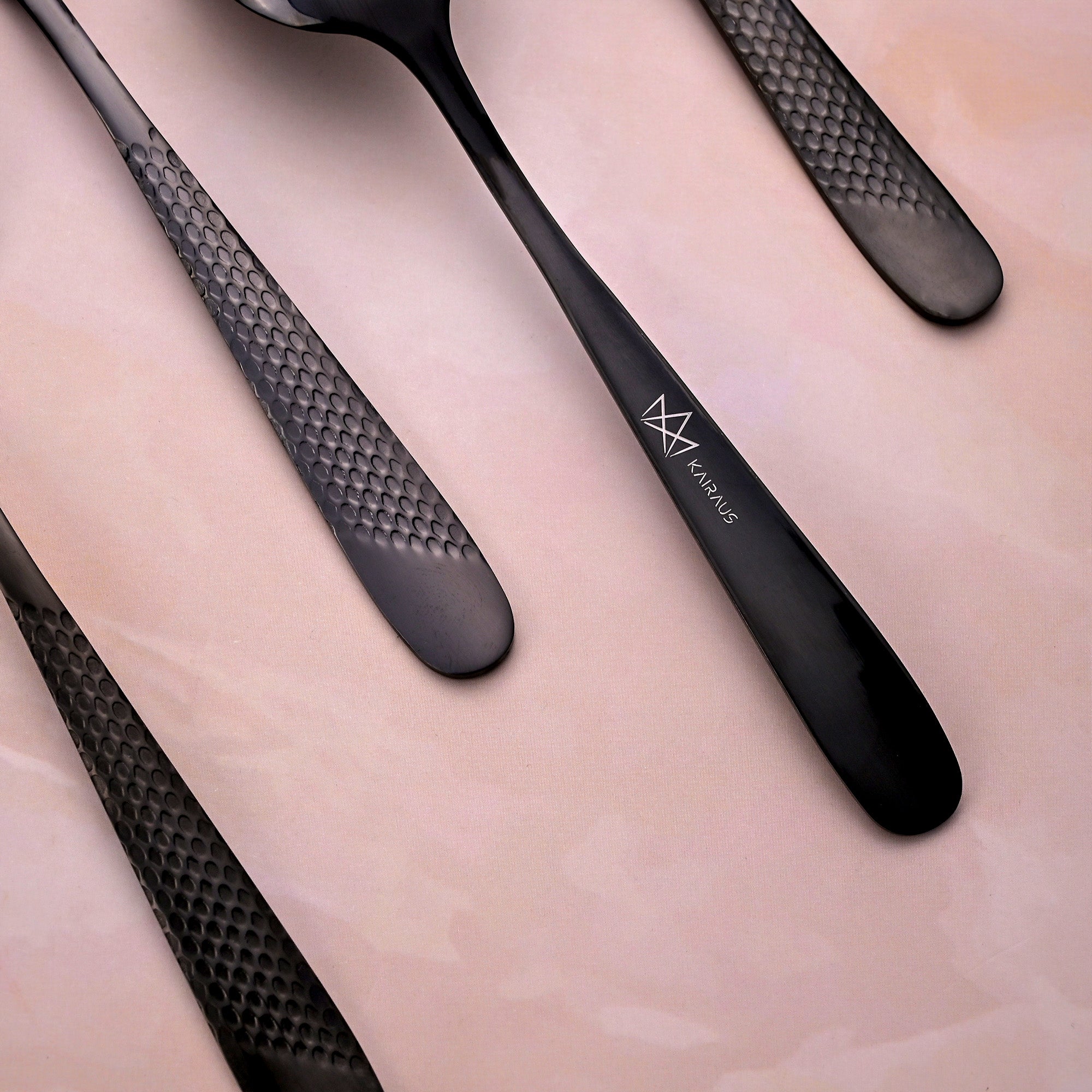 Matte Black Stainless Steel Tea Spoons Set of 4 for Everyday Use

