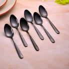 Matte Black Stainless Steel Tea Spoons Set of 6 with a Sleek Finish

