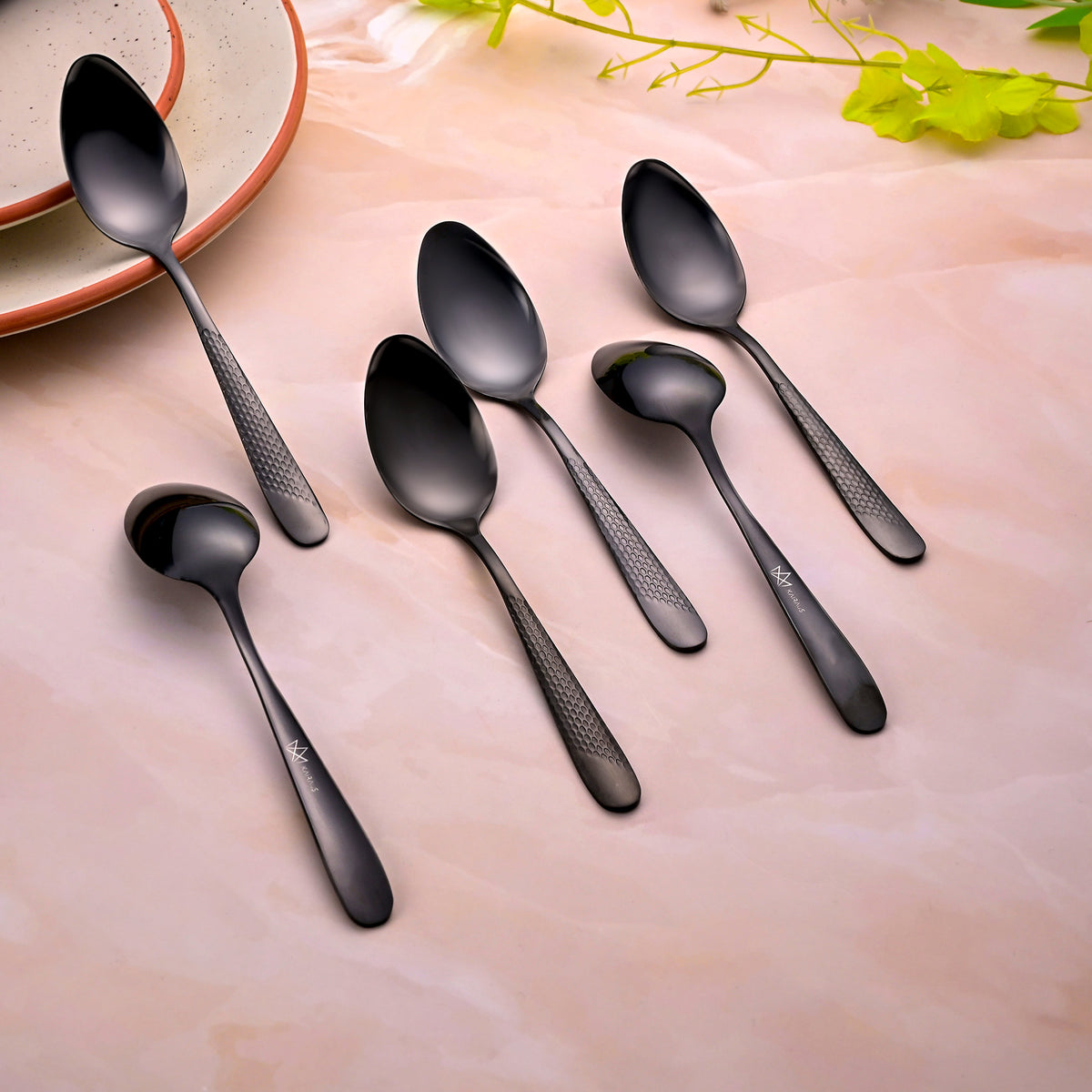 Elegant Black Teaspoons for Serving Tea and Coffee

