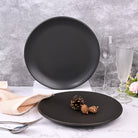 Matte black ceramic dinner plates set of 2