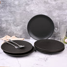 Matte black ceramic dinner plates set of 6