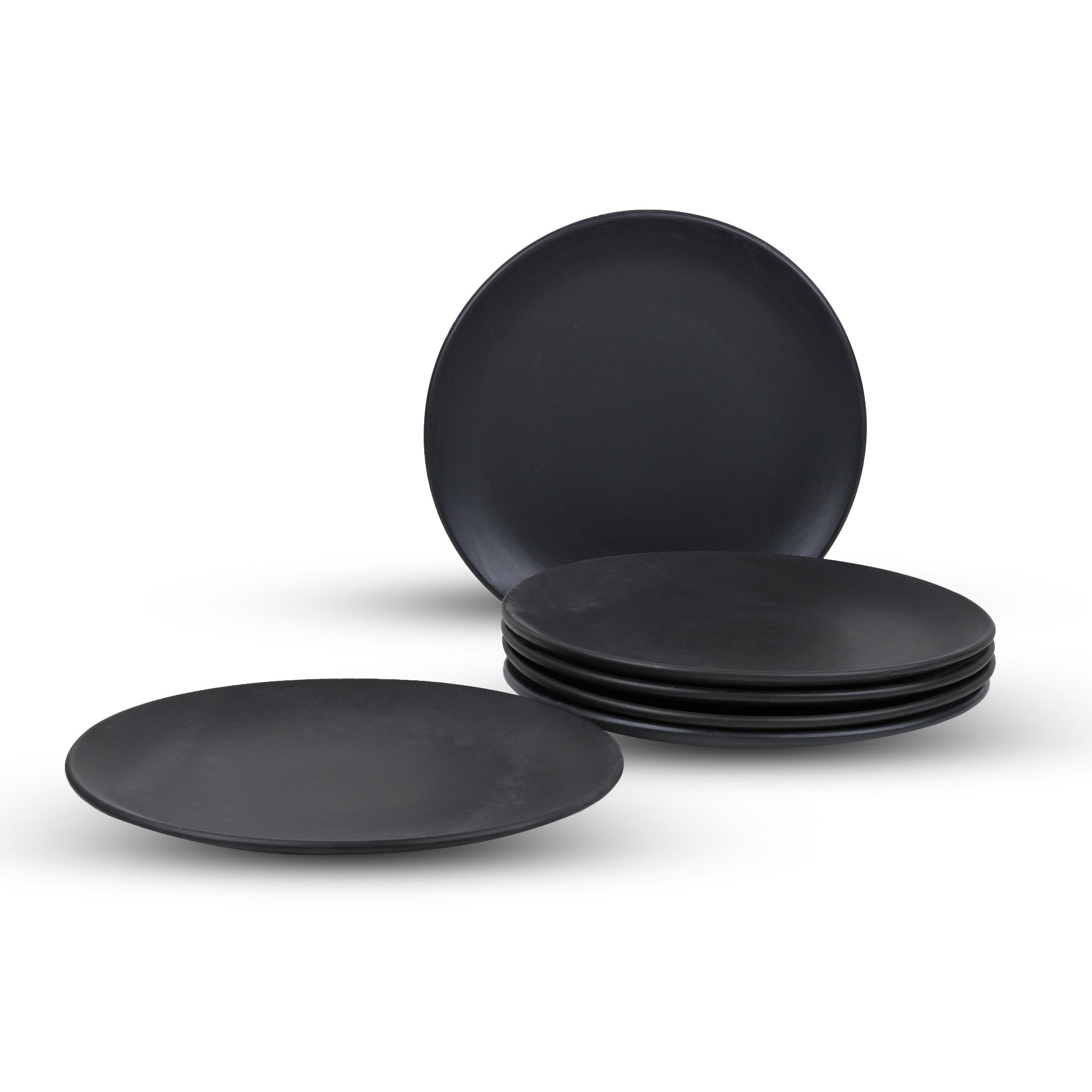 Matte black ceramic serving plates set of 6

