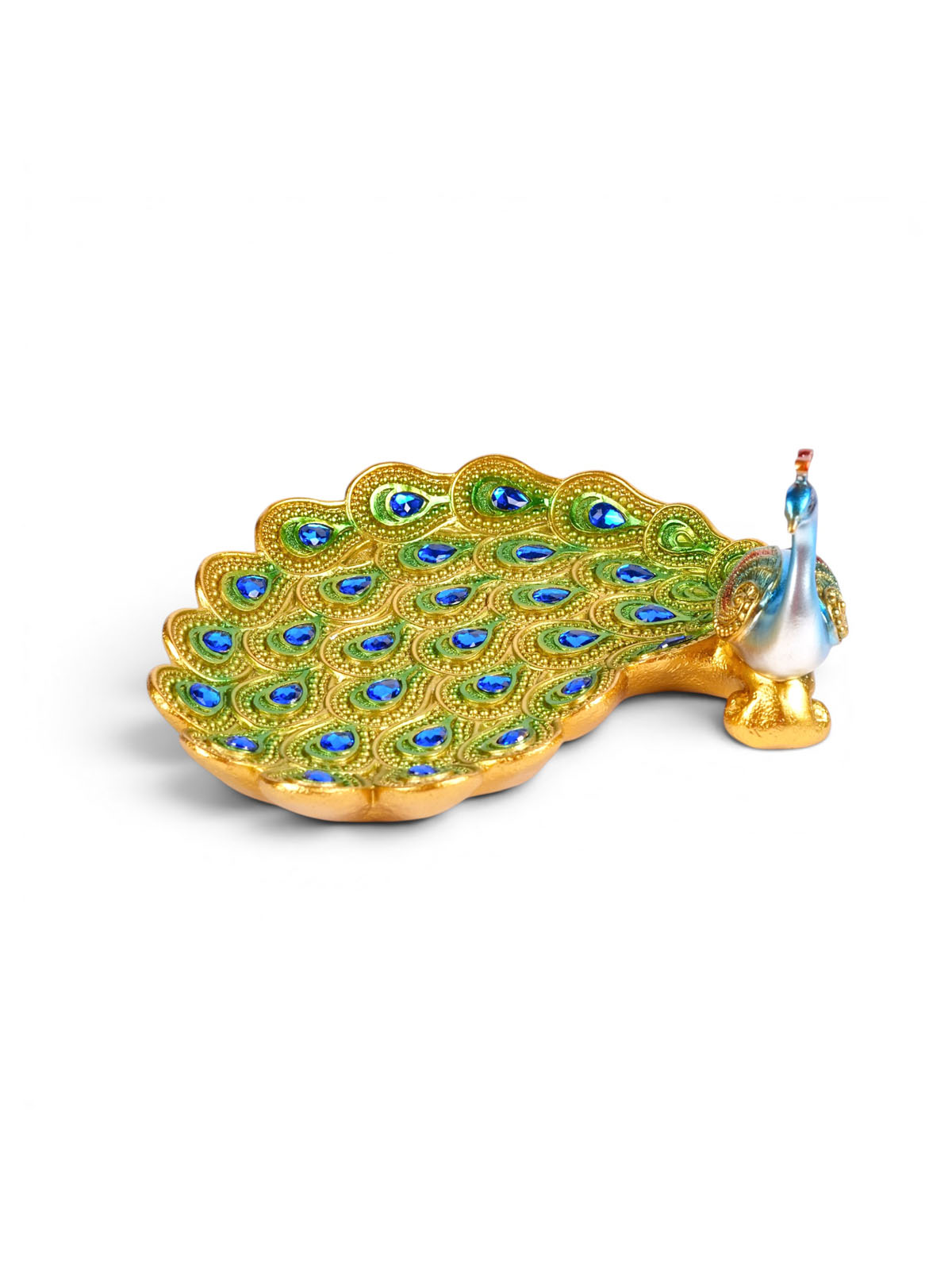 Close-up of the Mayur Regal Peacock Figurine details

