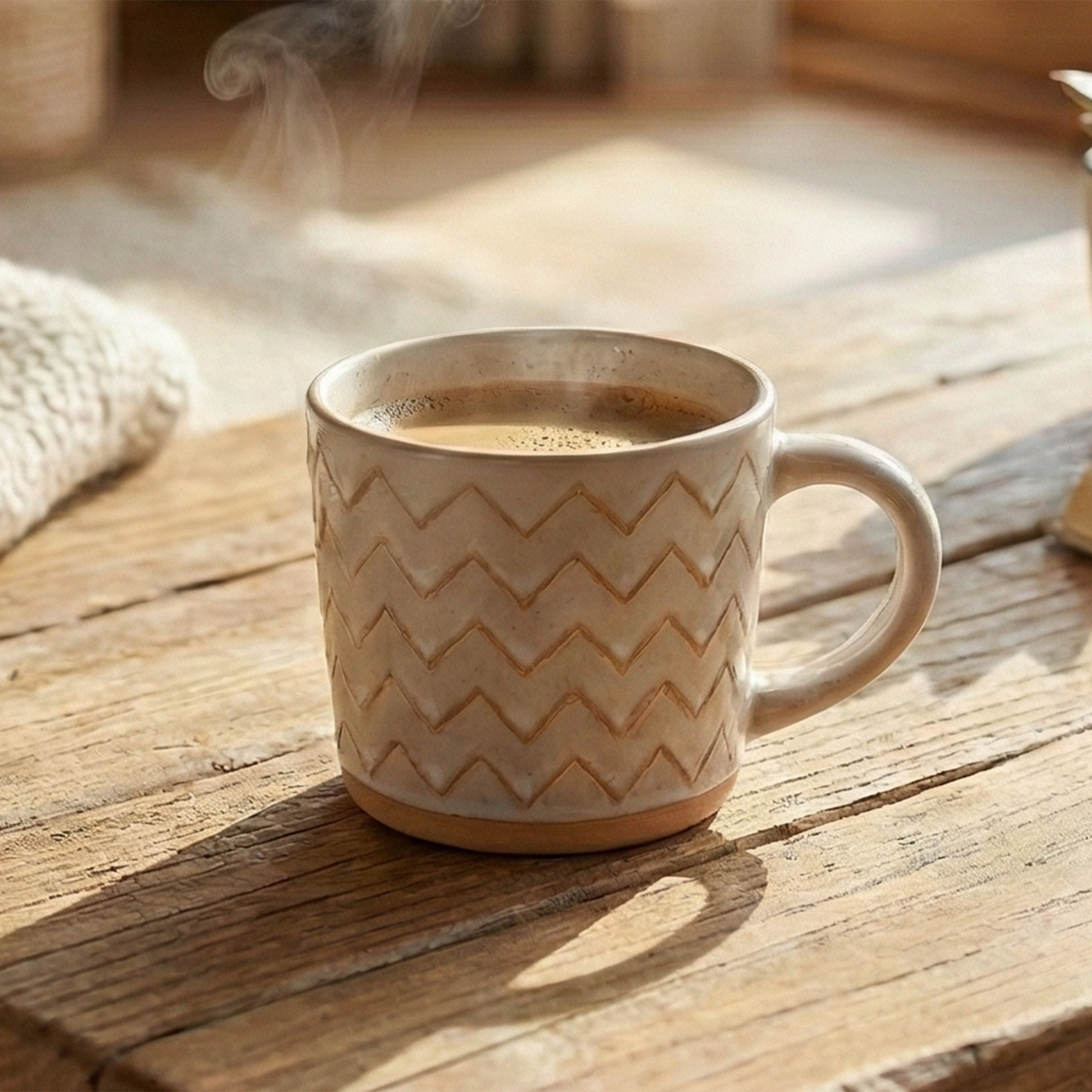 Set of 4 Meandering ceramic mugs

