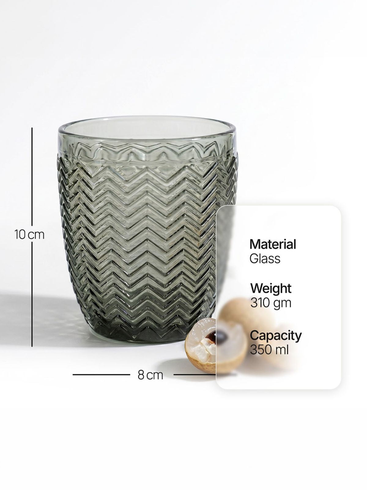 Six Meraki drinking glasses with subtle embossed design



