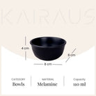Four-piece black melamine bowl set

