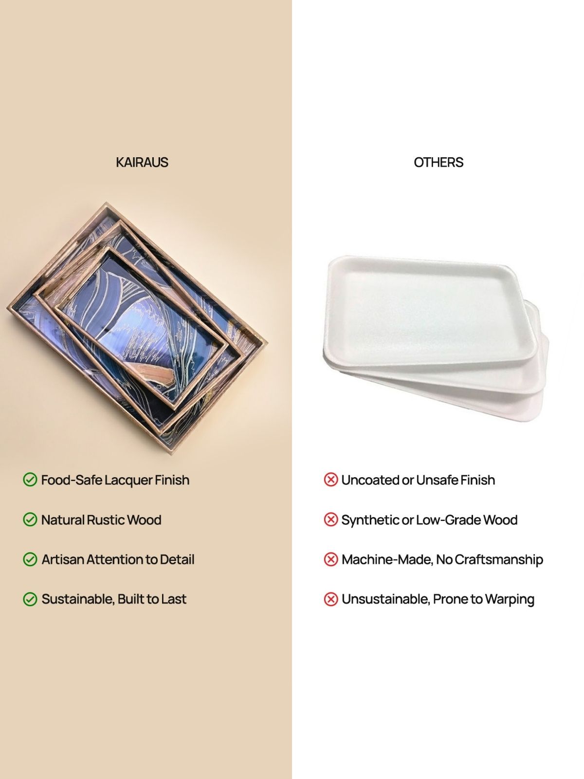 Midnight Mystery serving trays displayed on a tabletop

