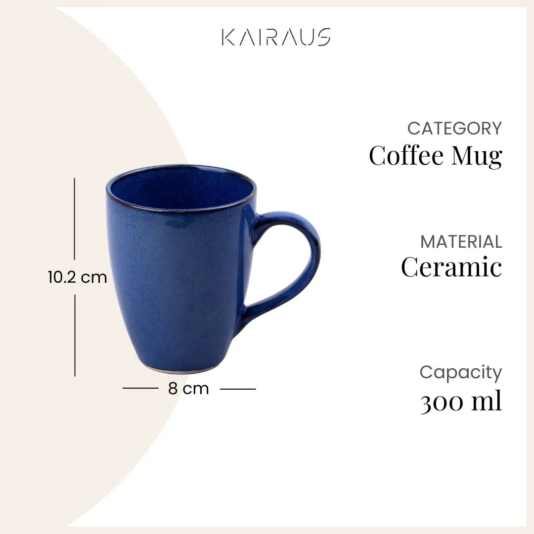 Midnight Sea Ceramic Coffee Mug Set of 6 Displayed Together
