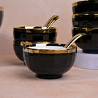 Elegant midnight gold porcelain bowls

