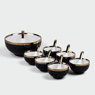Elegant porcelain bowls with midnight black and gold finish

