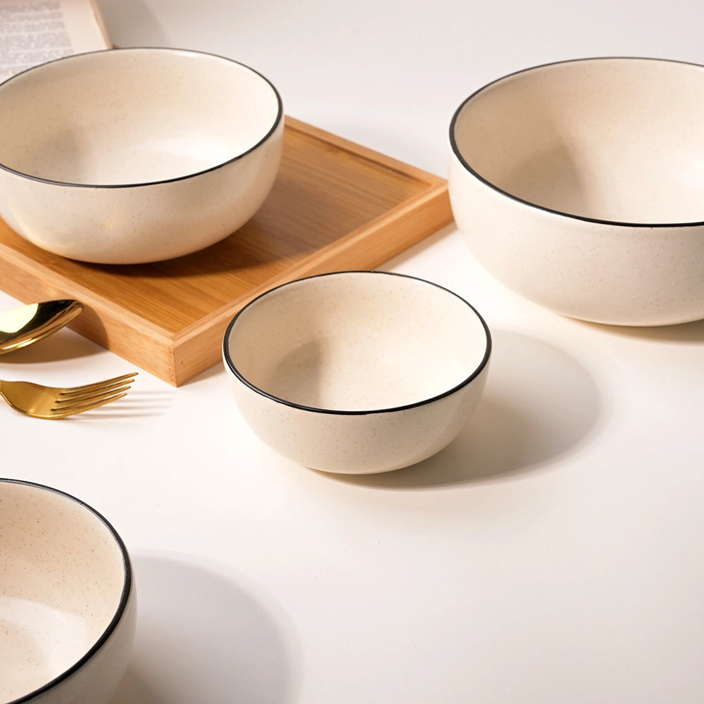 Set of four midnight matte ceramic bowls

