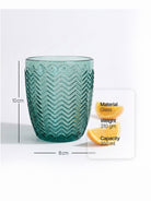 Six Midori clear drinking glasses on display