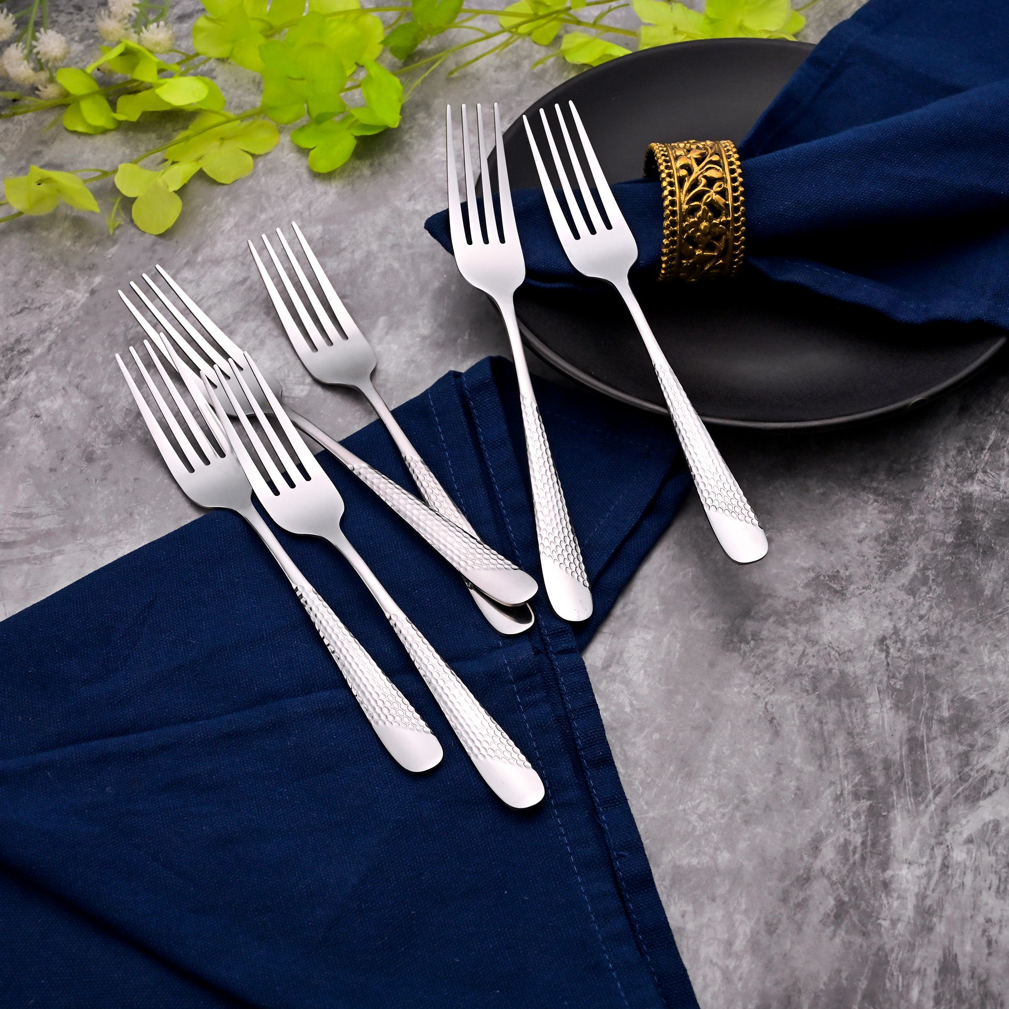 MiniGlow Silver Stainless Steel Dessert Forks – Pack of 6

