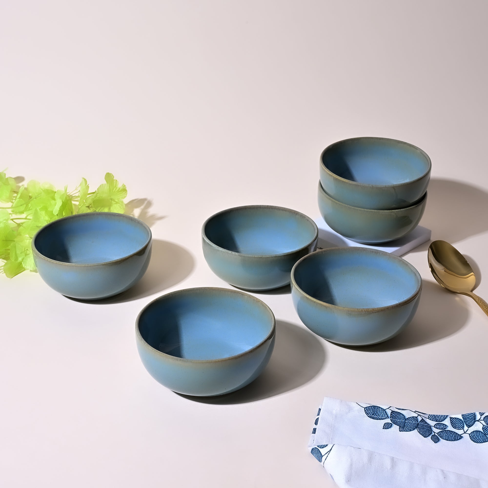Mint green porcelain serving bowl set of 6

