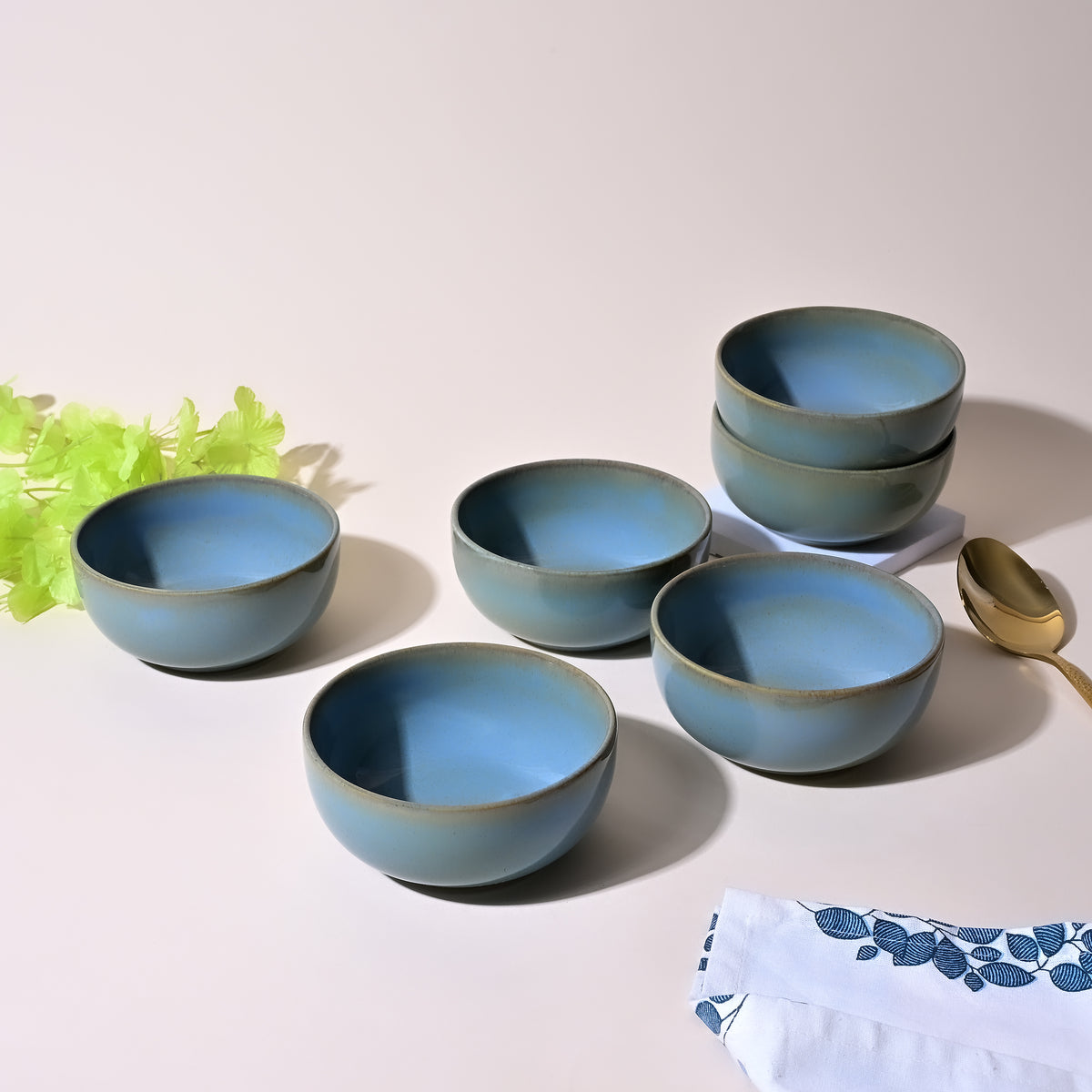 Mint green porcelain serving bowl set of 6

