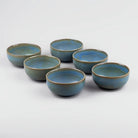 Set of six mint green porcelain bowls

