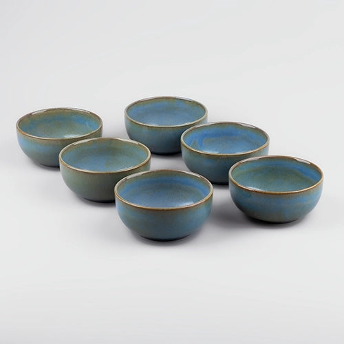 Set of six mint green porcelain bowls

