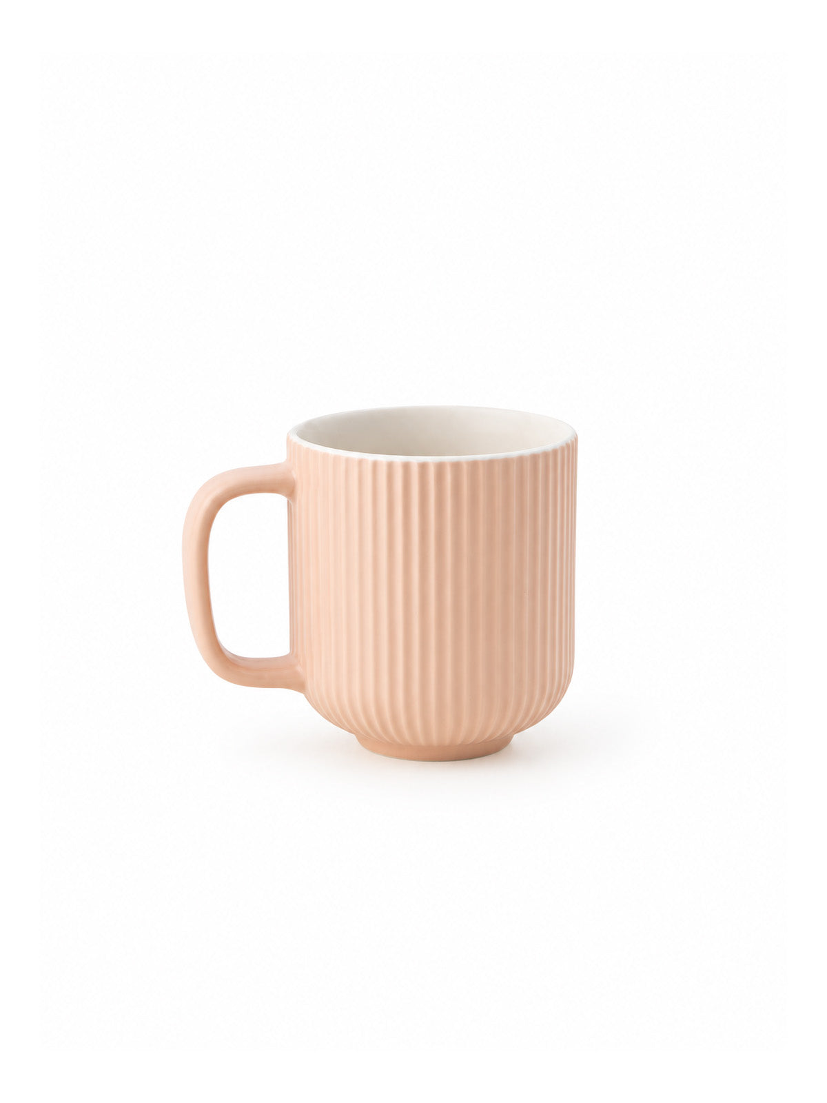 Misty Rose coffee mugs with textured ribbed design

